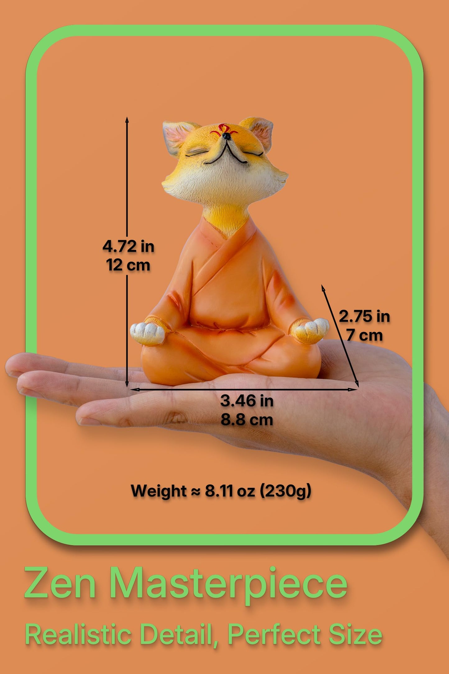 Zen Fox Figurine, Meditating Fox Buddha Statue for Home Decor, Living Room, Yoga & Meditation Accent, Shelf, Table, Desk Decor, Outdoor Garden Decor, Gifts for Women