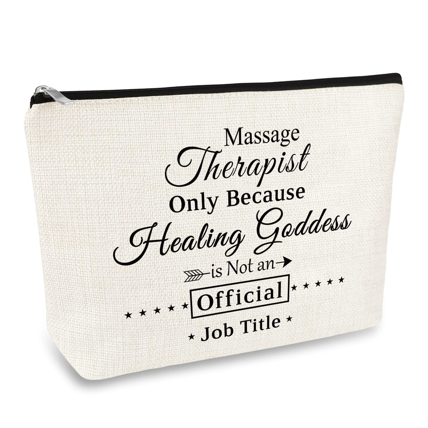 Massage Therapist Gift Makeup Bag Appreciation Thank You Gift for Massage Therapy Therapist Chiropractor Graduation Christmas Birthday Present Cosmetic Bag Travel Toiletries Pouch Make Up Case