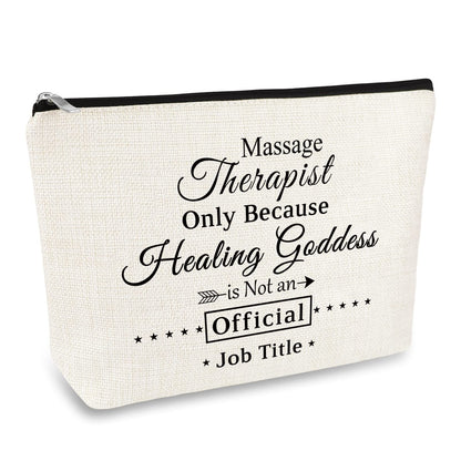 Massage Therapist Gift Makeup Bag Appreciation Thank You Gift for Massage Therapy Therapist Chiropractor Graduation Christmas Birthday Present Cosmetic Bag Travel Toiletries Pouch Make Up Case