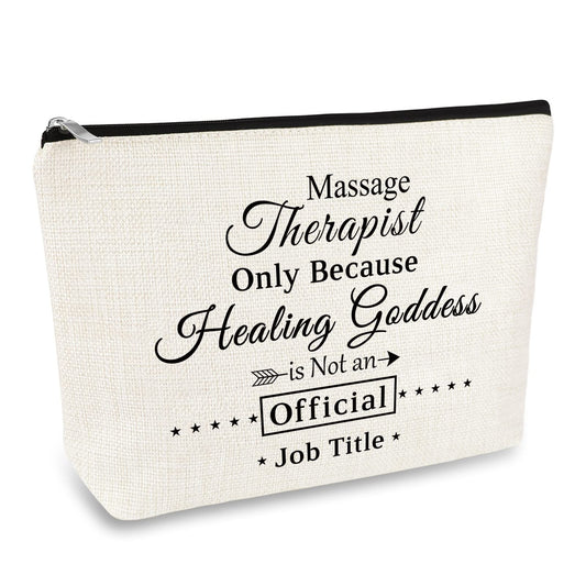 Massage Therapist Gift Makeup Bag Appreciation Thank You Gift for Massage Therapy Therapist Chiropractor Graduation Christmas Birthday Present Cosmetic Bag Travel Toiletries Pouch Make Up Case