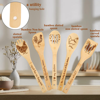 Chicken Wooden Spoons for Cooking Mothers Day Chicken Decor Chicken Kitchen Accessories Rooster Kitchen Decor Farmhouse Chicken Stuff Mothers Day Chicken Gifts for Women