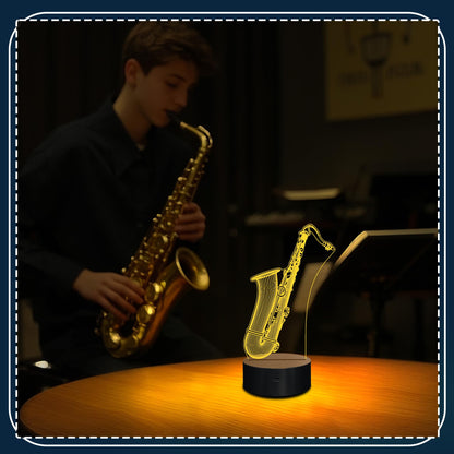 CoolGift Mart Saxophone Night Light, 3D LED Optical Illusion Lamp with 16 Colors and Remote Controller, Gifts for Saxophone Enthusiasts Music Lovers