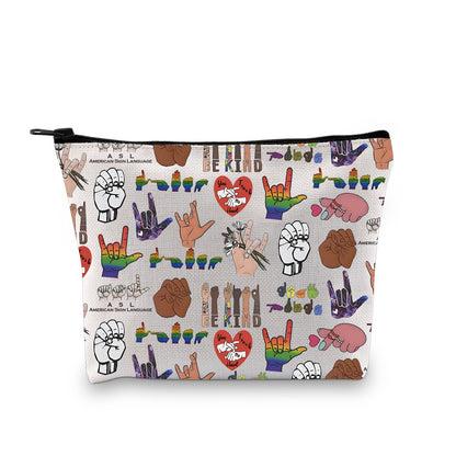 Zuo Bao ASL Gifts ASL Teacher Cosmetic Bag ASL Awareness Hand Sign Gift ASL Support Gift Deaf Pride Gift Deaf Community (ASL)