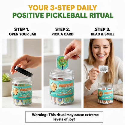 Positive Pickleball Jar With 60 Affirmation Cards, Emotional Support, Funny Pickleball Gifts for Women, Cute Pickleball Ball Paddles Decorations