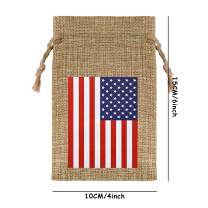 Whaline 20 Pcs 4th of July 250 Anniversary Burlap Drawstring Gift Bags Patriotic American Flag Treat Goodie Bags Pouch Bag for Independence Day Memorial Day Veterans Day Labor Day DIY Crafts Decor, 4 x 6"