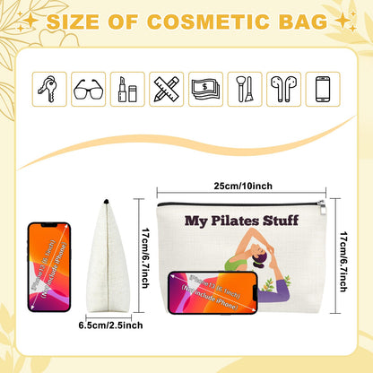 Mxrymvu Pilates Lover Gifts Makeup Bag Pilates Yoga Gifts for Women Yoga Lover Gift for Sister Friends Coach Cosmetic Bag Birthday Mother's Day Thanksgiving Day Graduation Gift Toiletry Zipper Pouch
