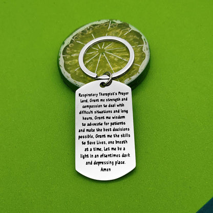 Baipilu Respiratory Therapy Gifts for Men Women Therapist Prayer Keychain Respiratory Tech Keychain Gift for Graduates Birthday Graduation Present Therapist Present