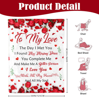 Anniversary Romantic Gifts for Women - Mothers Day Blanket Gift for Her Wife Girlfriend - to My Love Blanket - I Love You Gift for Her - Wife Girlfriend Birthday Gifts Ideas - 50"x60"