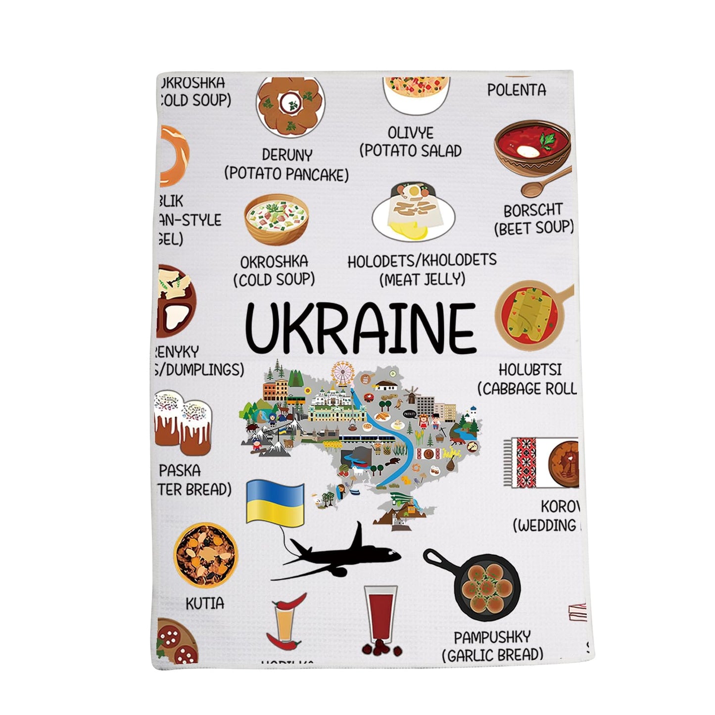 Ukraine Country Map Europe Cuisine Lover Kitchen Towel Mom Dad BFF Ukrainian Food Cooking Travel Dish Towel Gift (Ukraine)