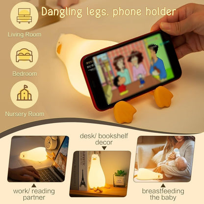 YR YRHH-PET Existential Crisis Duck Lamp, Squishy Kid Cute Lying Flat Duck Night Light, Rechargeable Ducky Lay Touch Lamp, College White Elephant Gifts, Boy Girl Fun Birthday Gift, Safe Silicone Decor