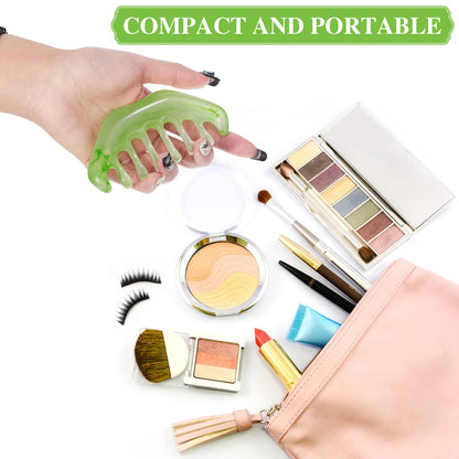 Geiserailie 2 Pcs Jade Combs Esthetician Supplies Massage Stone Hair Gua Sha Scraping Scalp Comb Facial Massage Tool Handheld Head Tools Head Caring Therapy for Women(Elegant Style)