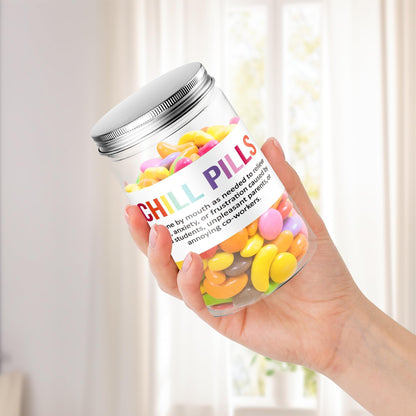 Funny Teacher Appreciation Gift - Plastic Chill Pills Jar with "Chill Pills"Sticker Cute Practical Medication Management Transparent Jars for Teacher's Day Graduation Gift(Candy Not Included)