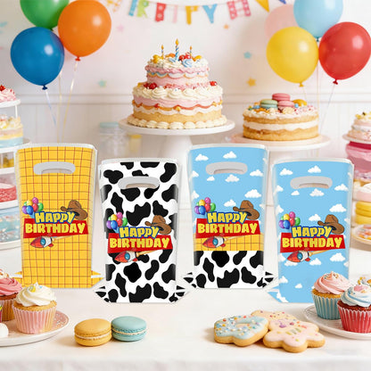 JU XIN 40pcs Cartoon Story Birthday Party Favor Bags, Blue Sky White Cloud and Cow Print Candy Bags for Kids Party Decora