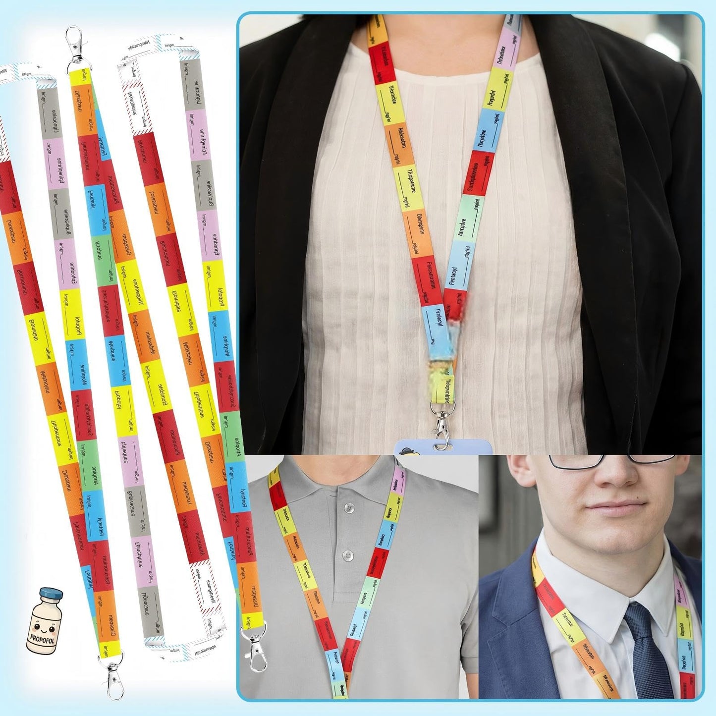 Tinlade 40 Set Nurses Week Anesthesia Team Gifts, CRNA Nurse Anesthetist Appreciation Lanyards Badge Holders and Thank You Cards Medication Label Gifts for OR Pacu Nurses Hospital