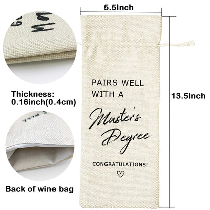 LANBAIHE Master's Degree Wine Bag - Reusable Graduation Gift for College, Doctorate Party