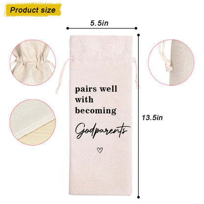 Maydvdv Godparents Gift|Wine Bag for Godparents Proposal|Pairs Well With Becoming a Godparent, Baptism, Auntie, Uncle (11MA23)