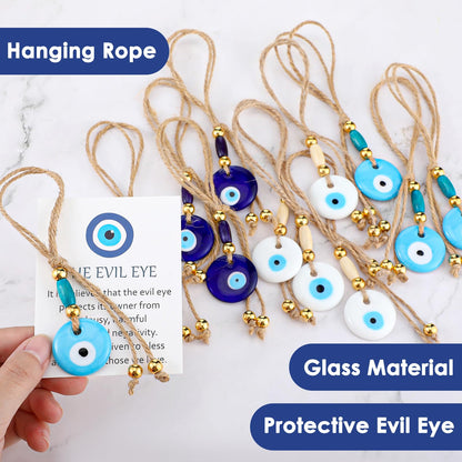 Skylety 12 Set Evil Eye Charm Keychain Greece Glass Car Hanging Evil Eye Pendant Luck Turkish Amulet Gifts for Wedding(Classic Color)