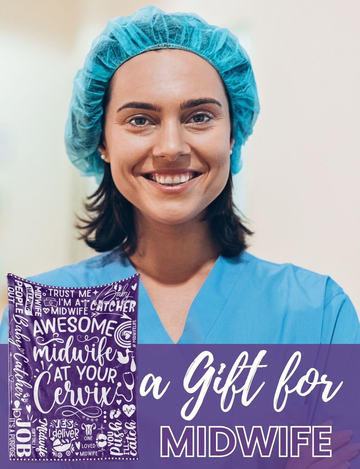 Huglanket Midwife Gifts, Midwife Blanket for OB Nurses, Obstetrician-Gynecologist, Pediatricians, Coworkers from Pregnant Women, 65 x 50 Inches