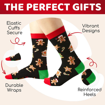 Zmart Christmas Cookies Gifts - Gingerbread Socks for Teen Boys Girls Age 2-18