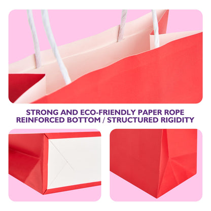 32 Pack Paper Gift Bags with Handles, 5.8"×3.2"×8.25" Party Favor Bags, Gift Bags, Small Gift Bags with Handles, Party Bags, Small Goodie Bags Bulk for Birthday, Crafts, Wedding, Party Supplies (8 Colors)