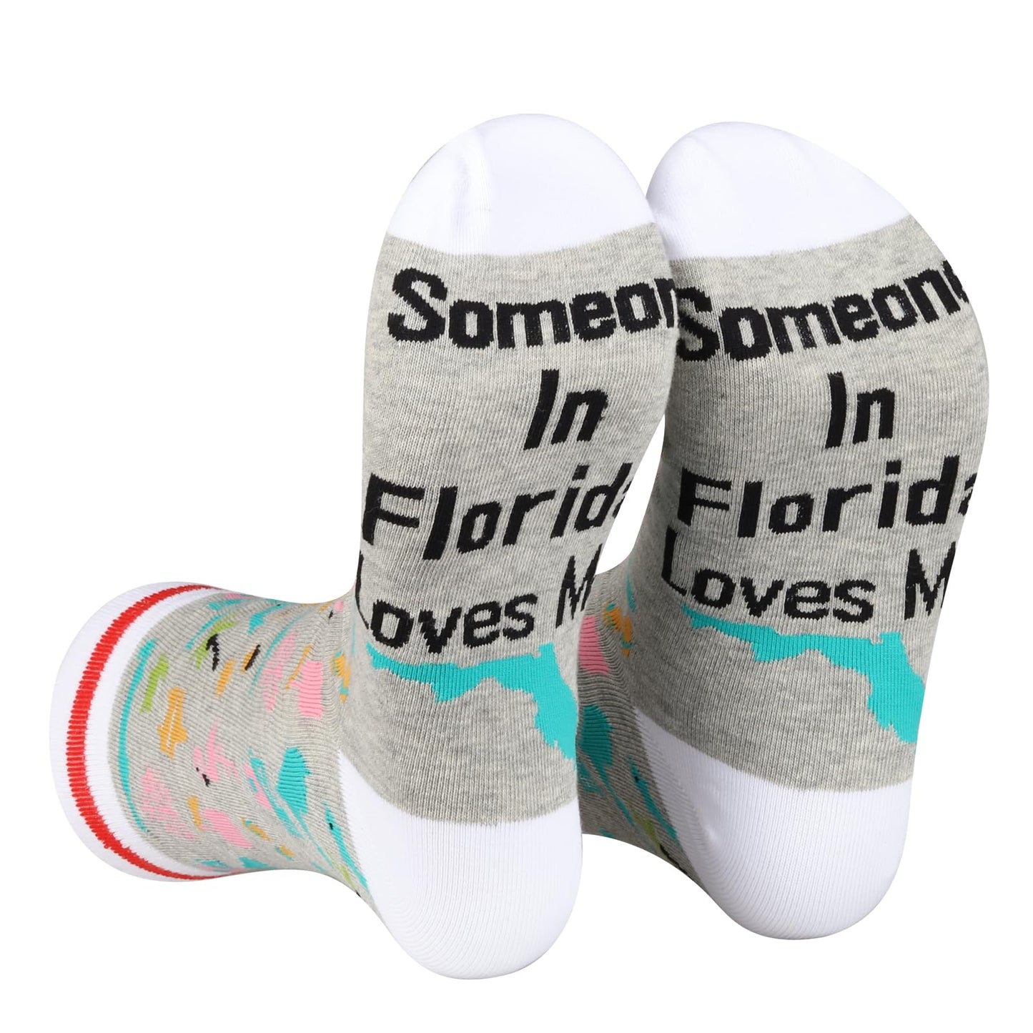 PXTIDY 2 PAIRS Florida Socks Long Distance Relationships Gift Someone In Florida Loves Me Socks Florida Souvenir Gift
