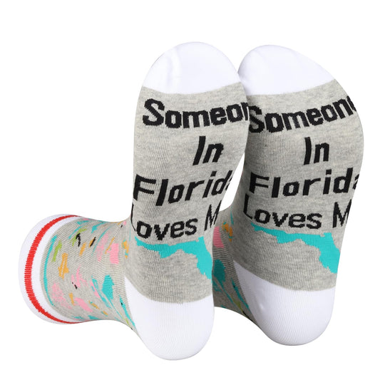 PXTIDY 2 PAIRS Florida Socks Long Distance Relationships Gift Someone In Florida Loves Me Socks Florida Souvenir Gift