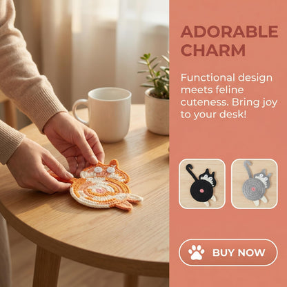 Cat Coasters - Gifts for Cat Lovers,Non-Slip Heat-Resistant Coaster,Funny Gag Gifts,Perfect for Home Decor and White Elephant Exchang,Universal Table Guard for All Cups(4PC)