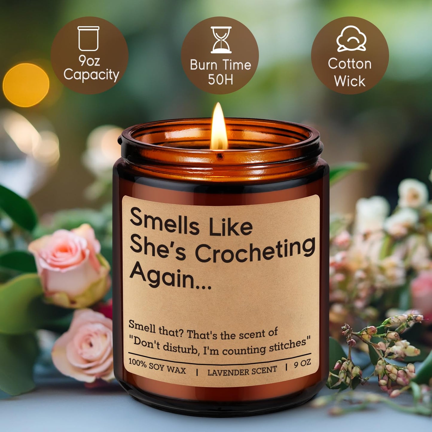 Fairy's Gift Candle Crochet Gifts for Women, Funny Gifts for Crocheters, Knitters, Crochet Lovers - Cool Ideas for People Who Crocheted, Mothers Day, Birthday Crocheting Presents for Knitting Crafter