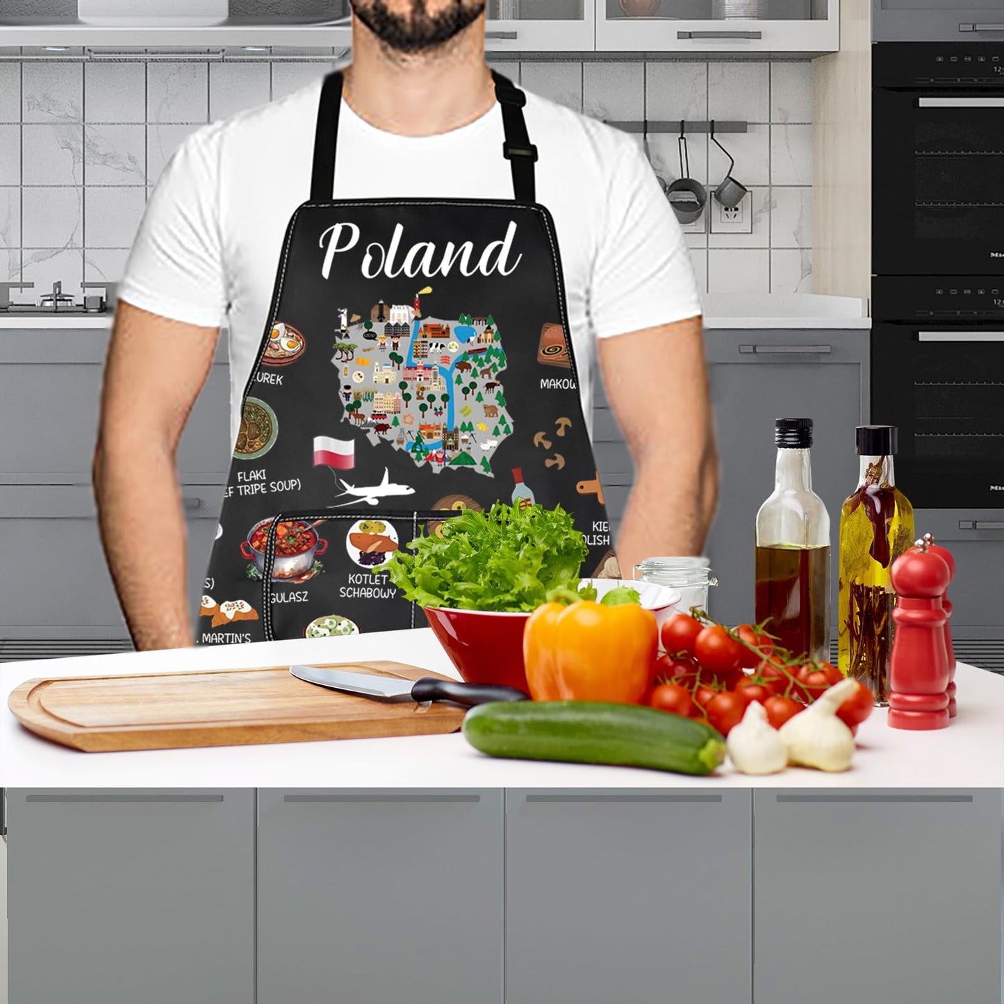 Poland Country Map Europe Cuisine Lover Kitchen Apron Mom Dad BFF Polish Food Cooking Travel Apron