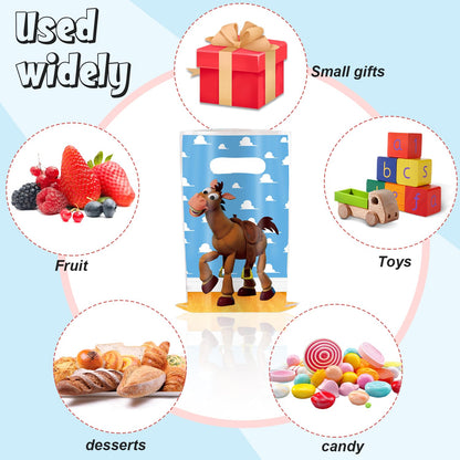 30Pcs Toy Themed Birthday Party Decorations Blue Sky White Cloud and Donkey Gift Bags Goodie Bags for Birthday Party
