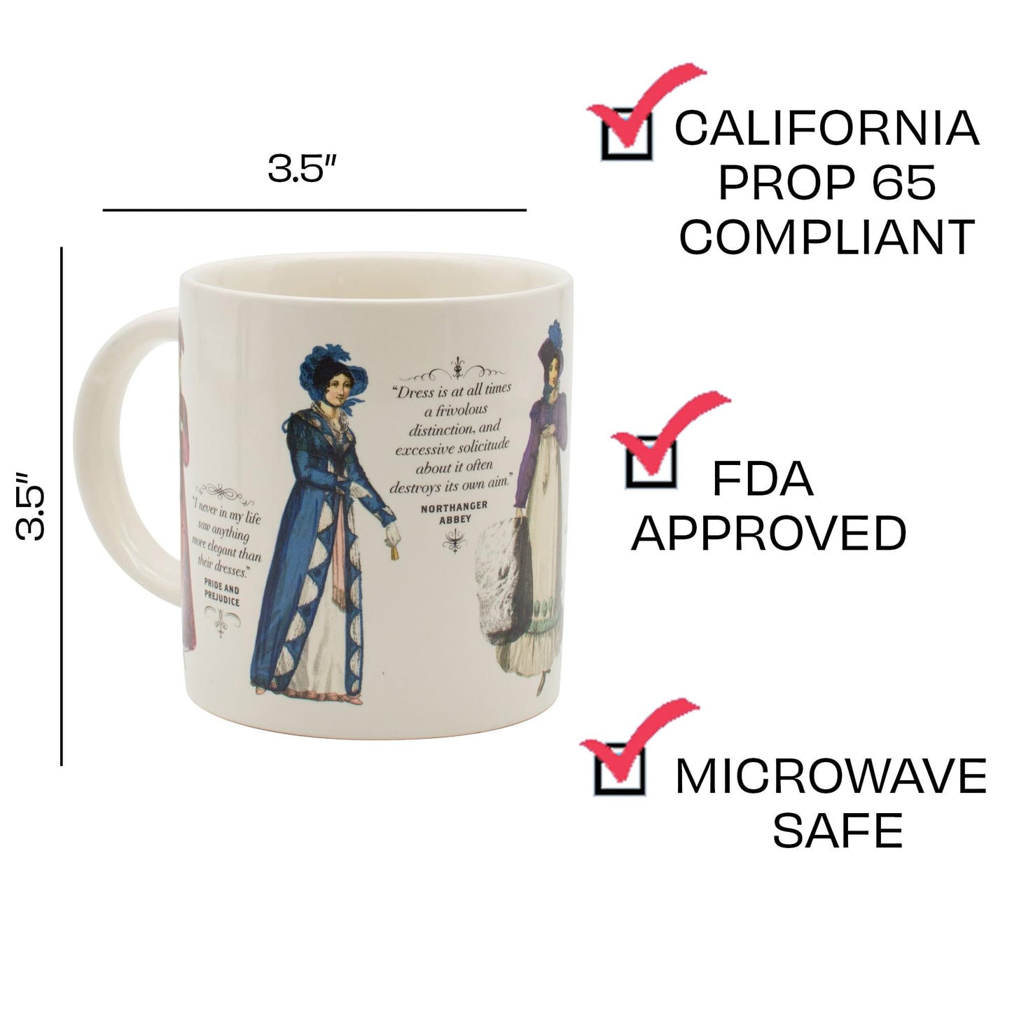 The Unemployed Philosophers Guild Jane Austen Finery Color Changing Mug - Coffee Transforms Day Attire To Show Evening Gowns, Comes in Gift Box, 12 oz