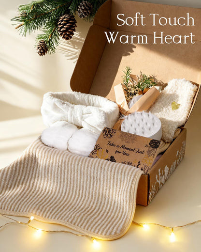 Natural Spa Gift Baskets - Natural Pampering Spa Set, Self-Care Get Well Soon Thinking of You Basket,Thank You Gifts, Unique 11pcs Gift Set for Women Wife Mom Her Birthday