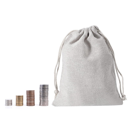 PATIKIL 6"x4" Coin Sacks Bag, 6Pcs Bank Coin Deposit Change Transit Canvas Money Bags with Drawstring Gift Sacks Style 1, White