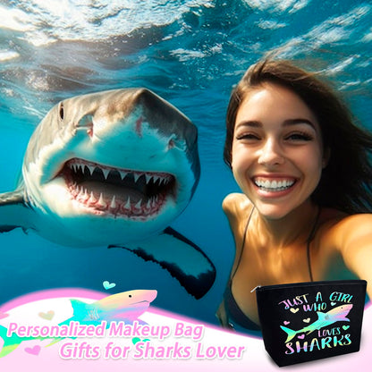 Shark Gifts for Women Sharks Themed Gifts for Women Shark Bag Sharks Week Bag Travel Toiletry Bags Graduation Gift Ideas for Daughter Sister Bestie Friends