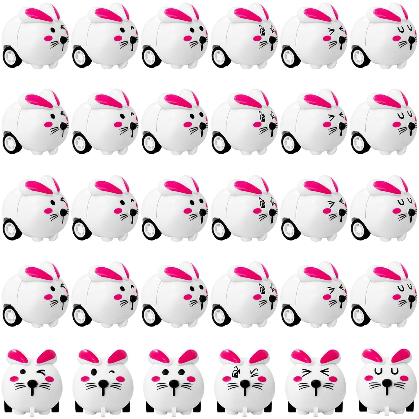 OJYUDD 30 Pcs Easter Bunny Pull Back Cars,Mini Rabbit Car,Mini Bunny Cars for Adult,Easter Basket Stuffers,Easter Egg Stuffers