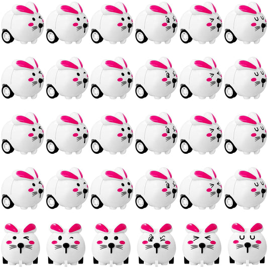 OJYUDD 30 Pcs Easter Bunny Pull Back Cars,Mini Rabbit Car,Mini Bunny Cars for Adult,Easter Basket Stuffers,Easter Egg Stuffers