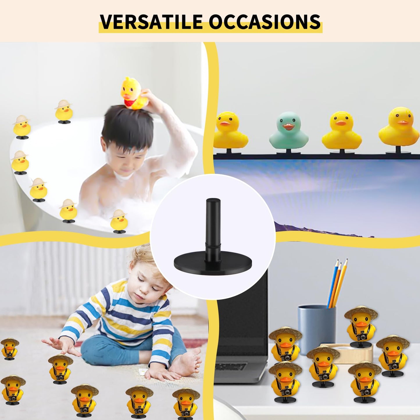 40pcs Duck Plug, Flock Locker Rubber Duck Holder Dashboard for Jeep Dash & Fixed Display, Gift for Jeep Lover, Double-Sided Stickers Included (40pcs)