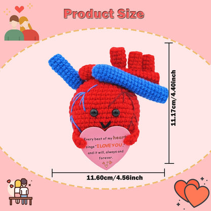 Valentines Day Gifts for Him Her Positive Heart Crochet Desk Decor for Women Girls I Love You for Wife Couple Birthday