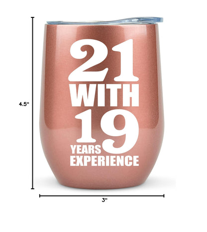 40th Birthday Gifts Women Unique 12 Ounce 21 with 19 Years Experience Gift Wine Glass 40 Year Old Birthday Gift for Women Decorations 40th Birthday Gifts Ideas Over The Hill