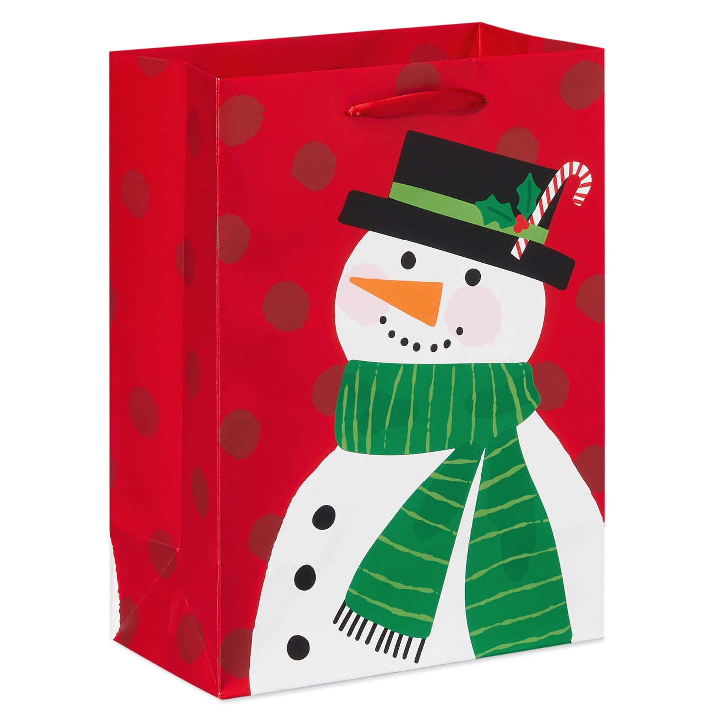 American Greetings 10" Medium Christmas Gift Bags, Red, White, Green and Black Winter Designs (4 Bags)