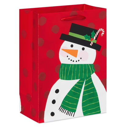 American Greetings 10" Medium Christmas Gift Bags, Red, White, Green and Black Winter Designs (4 Bags)
