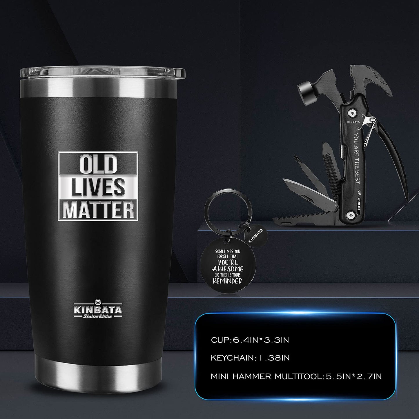 Birthday Gifts for Men-Fathers Best Day Gift for Dad Retirement Old Lives Still Matter Gifts for Him Grandpa Uncle Unique Presents Ideas Tumbler Multitool