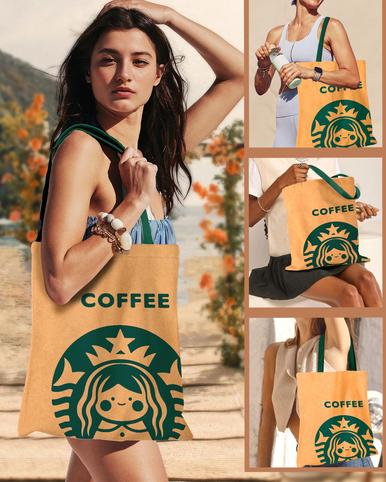 Miss Adola Aesthetic Canvas Tote Bag - Reusable Shoulder Tote Bag for Women Lady Casual Vacation, Shopping, Work, Gym