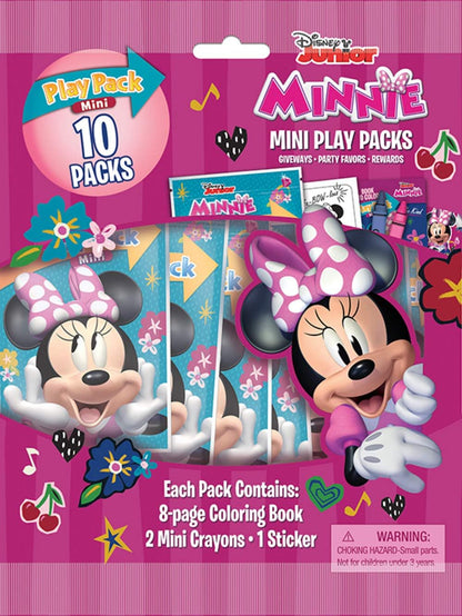 Minnie Mouse Play Packs | Disney Minnie Mouse Party Favors Goody Bags | Mini Mouse Goodie Bag Coloring Book, 2 Mini Crayons, and a Sticker | 10-Pack | Officially Licensed