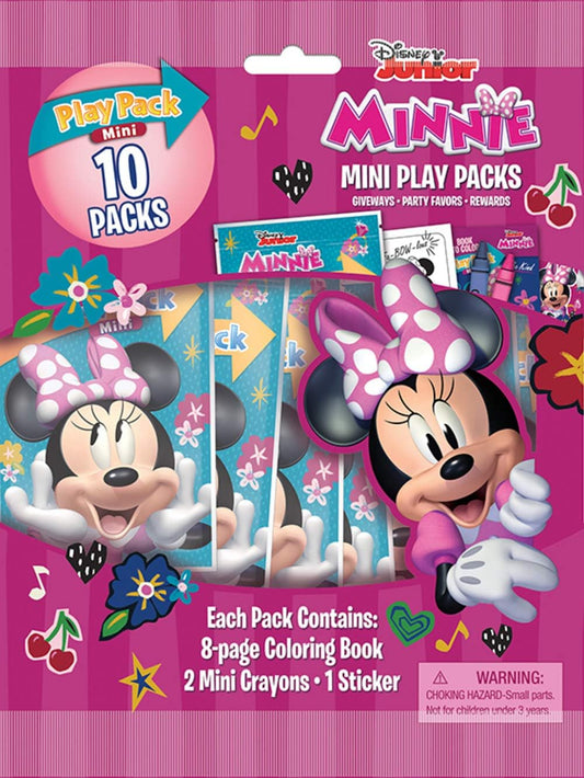 Minnie Mouse Play Packs | Disney Minnie Mouse Party Favors Goody Bags | Mini Mouse Goodie Bag Coloring Book, 2 Mini Crayons, and a Sticker | 10-Pack | Officially Licensed