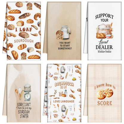 Peryiter 6 Pcs Sourdough Baking Kitchen Towels 16 x 24 Inch Sour Dough Proofing Flour Sack Tea Towels Gift for Baking Sour Dough Cloths for Sourdough Bread Cloths for Kitchen Women Chef Bake Lovers