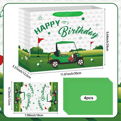 Hooqict Large Golf Gift Bag Golf Themed Birthday Party Gift Wrapping Bag with Handles, Tissue Paper, Greeting Cards for Kids Boys Men Goodie Candy Treat Party Favors