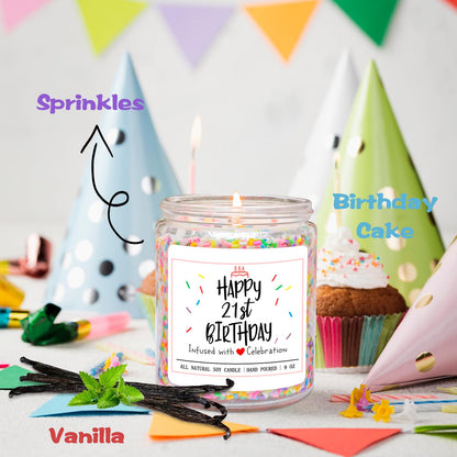 Homsolver 21st Birthday Gift for Her, Perfect Ideas Happy Birthday Presents for Women, Friends, Sister, Daughter, Vanilla Cream Scent Handmade Aromatherapy Candle Decorations