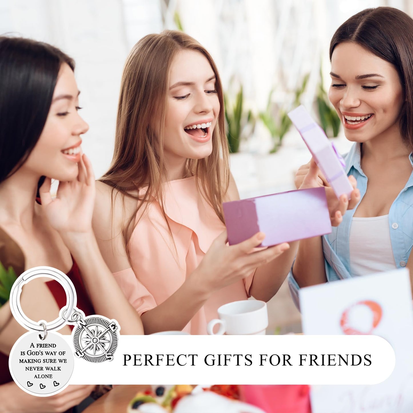 Best Friend Keychain for Women Men – Friendship Compass Keychain Gifts for Best Friends, Birthday Christmas Going Away Farewell Gift for Bestie Coworker