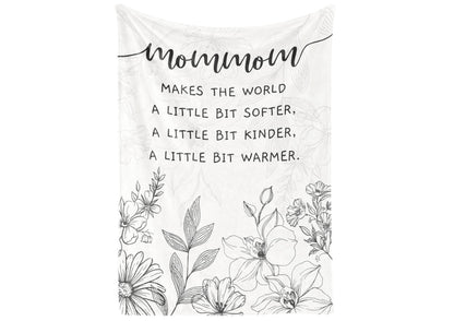 InnoBeta Mommom Gifts, Grandma Gifts for Mommom, Flannel Throw Blankets on Mother's Day, Christmas, Birthday, 50" x 65", Beige Flowers